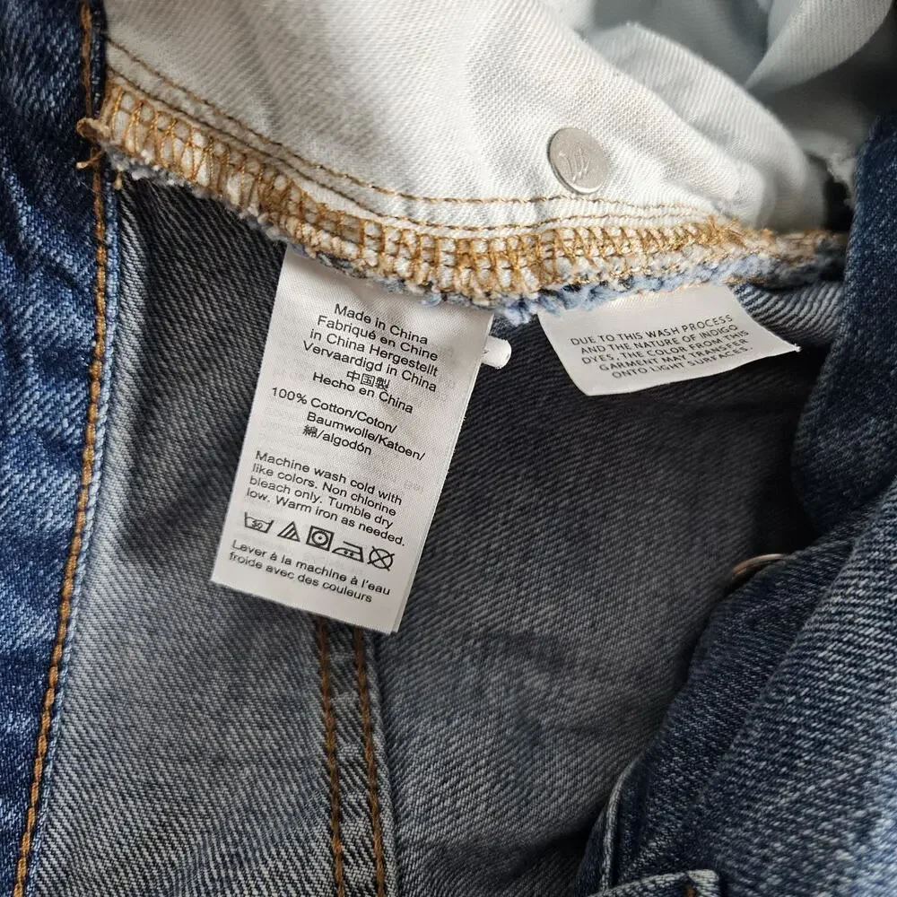 Madewell Mini Skirt Womens 25 Blue Rigid Denim A Line Distressed Boho Grunge